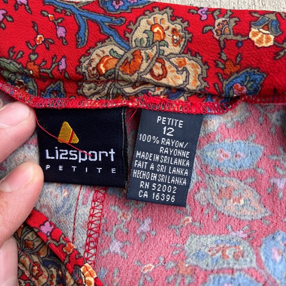 Vtg Liz sport Floral Cottagecore Fall Midi Skirt Side‎ Pocket Side Zip Size 12 P - Picture 3 of 4